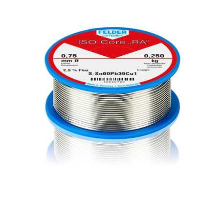 18640720 Felder solder wire, leaded, Sn60Pb39Cu1, 0.75mm, 250g, roll