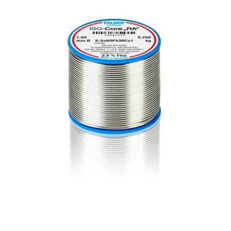 18641020 Felder solder wire, leaded, Sn60Pb39Cu1, 1 mm, 250g, roll