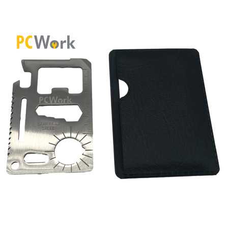 PCW08D Multitool 11 in 1, credit card design, stainless steel