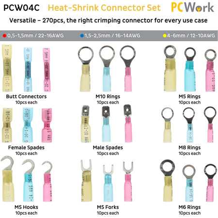 PCW04C Heat-Shrink Crimp Connector Set 270pcs