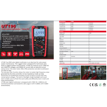 UT196 Solar Multimeter, Multimeter for Solar Applications