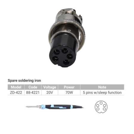 ZD-422 (88-4221) Spare soldering iron ZD-8962 70W 20V