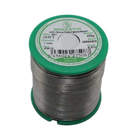 Lead-free solder wire 1.0 mm 250 g No-clean solder Sn99.3Cu0.7 FLUX PW15 BROQUETAS ECO 1